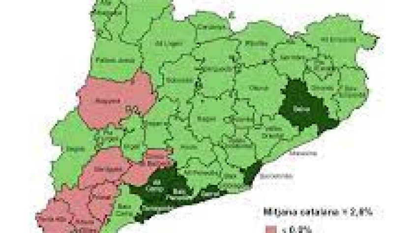 Mapa d'afiliacions per comarques