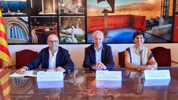 Albert Piñeira, Francesc Armengol i Maria Àngels Terrones en la roda de premsa de presentació