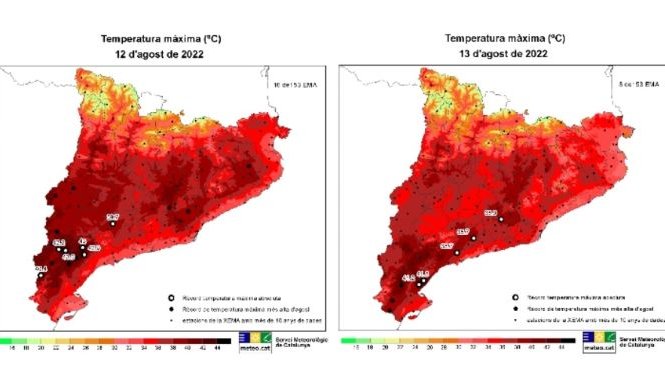 Mapa de temperatures 1a quinzena d'agost