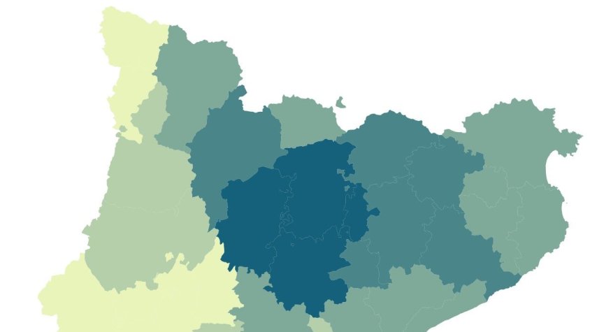 Mapa comarcal que mostra el percentatge de bosc amb plans de gestió aprovats respecte de la superfície forestal de cada comarca