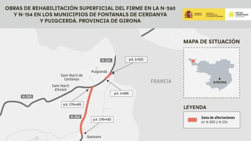 L'Estat renovarà el paviment en dos trams de l'N-260 i l'N-154 a la Cerdanya